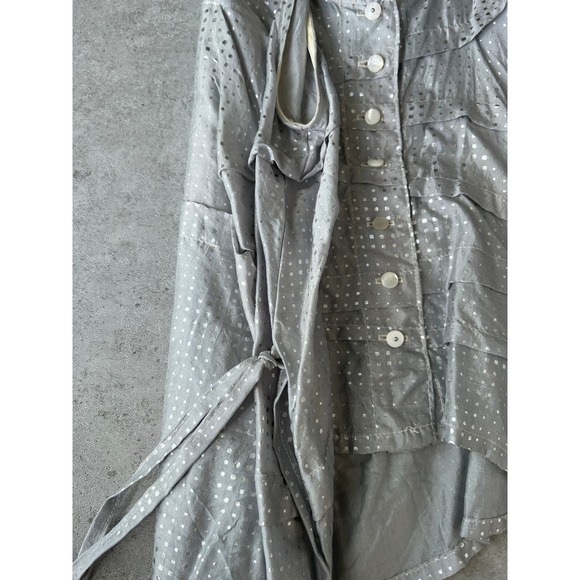 Krista Larson Silk Tank Vest Blue Silver Dot Button Front Sleeveless One Size - Picture 3 of 9